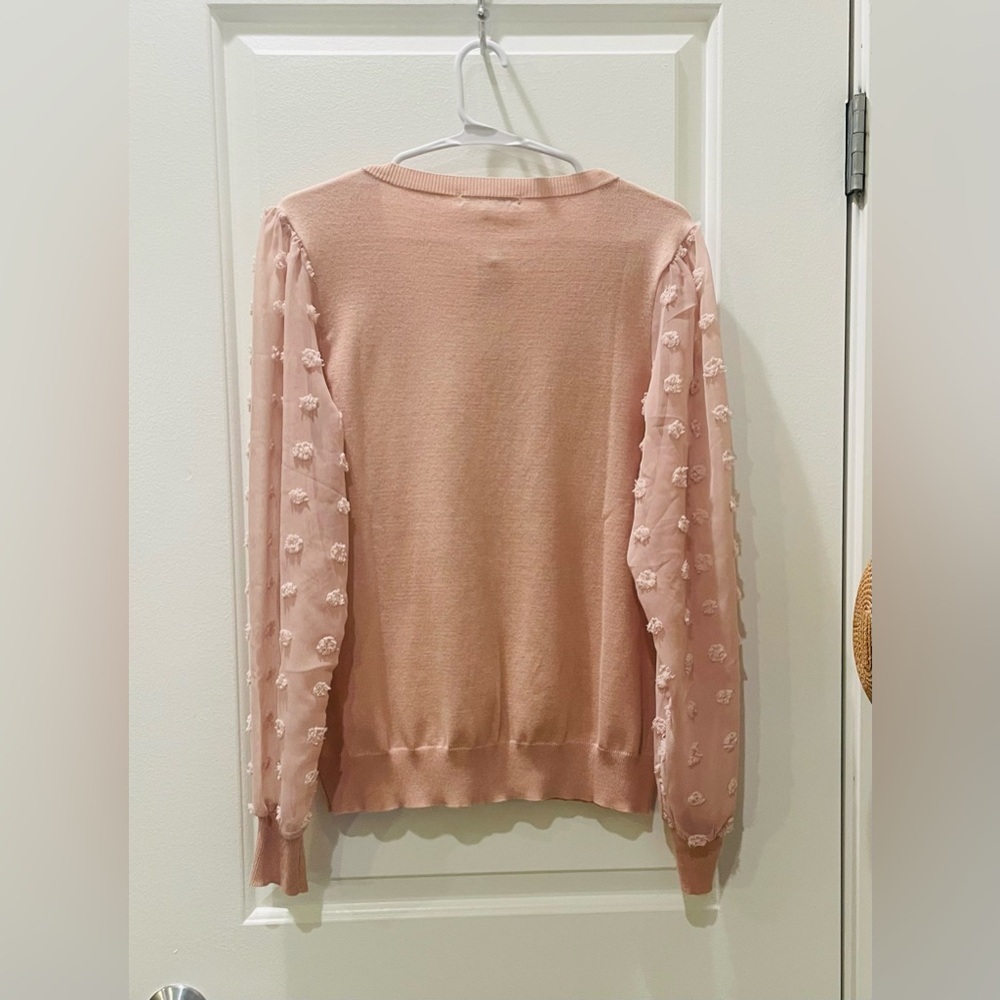NEW…Les Serein Textured Sleeve V-Neck Sweater - Picture 4 of 4